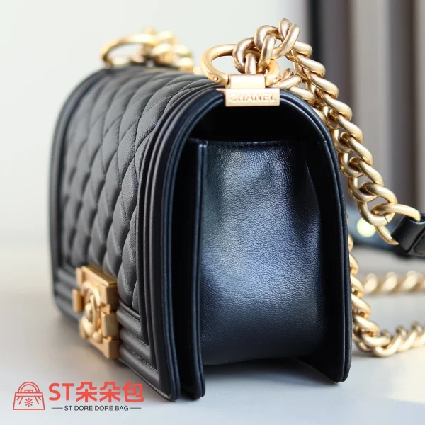高仿香奈兒/Chanel Le Boy 黑色羊皮單肩斜挎包：圖片 4