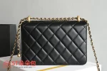 高仿香奈兒/Chanel Classic Flap 帶金球菱格紋鏈條單肩包 黑色：圖片 3