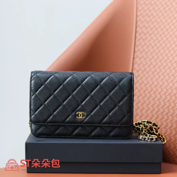 高仿香奈兒/Chanel Classic Flap系列 WOC鏈條錢包 黑色：圖片 2