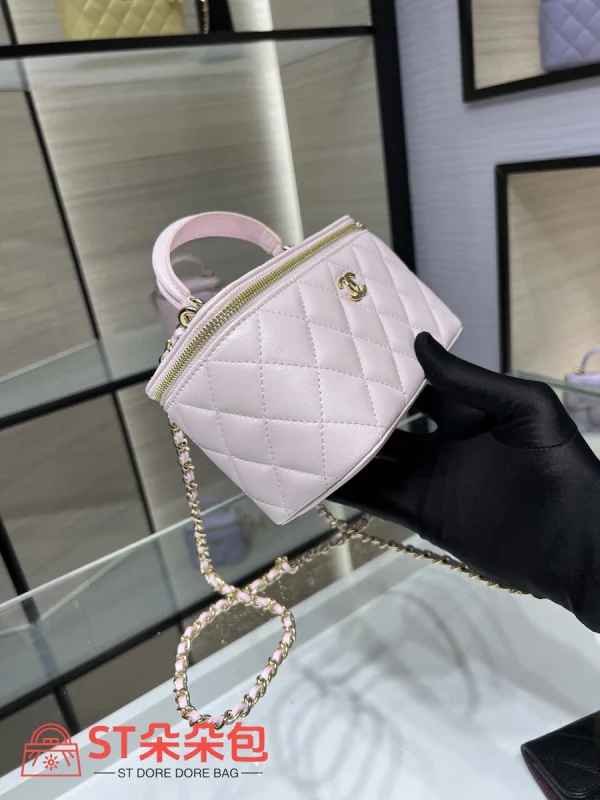 高仿香奈兒/Chanel Vanity系列粉色Vanity Case迷你盒子包：圖片 6