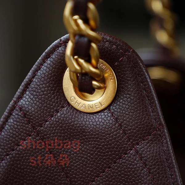 香奈兒 25BAG 嬉皮hobo酒紅色 小號鑒定版 實拍細節扣子