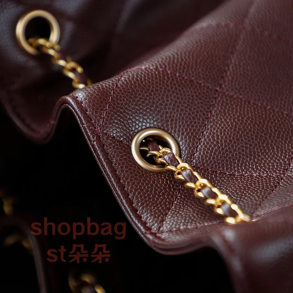 香奈兒 25BAG 嬉皮hobo酒紅色 小號鑒定版 實拍細節扣子