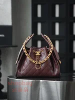香奈兒 25BAG 嬉皮hobo酒紅色 小號鑒定版 實拍照片正面