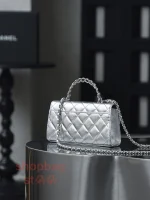 高仿香奈兒/Chanel Kelly mini 手提肩背包 銀色：圖片 6