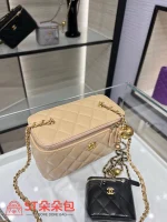 高仿香奈兒/Chanel 24C 絎縫鏈條小方包 米色：圖片 4