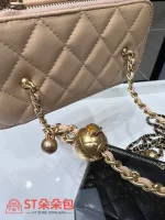 高仿香奈兒/Chanel 24C 絎縫鏈條小方包 米色：圖片 7