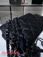 高仿香奈兒/Chanel Vanity Case系列 淺灰色方形菱格紋化妝包：圖片 7