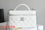 高仿香奈兒/Chanel Vanity Case 手提斜挎兩用盒子包 白色：圖片 2