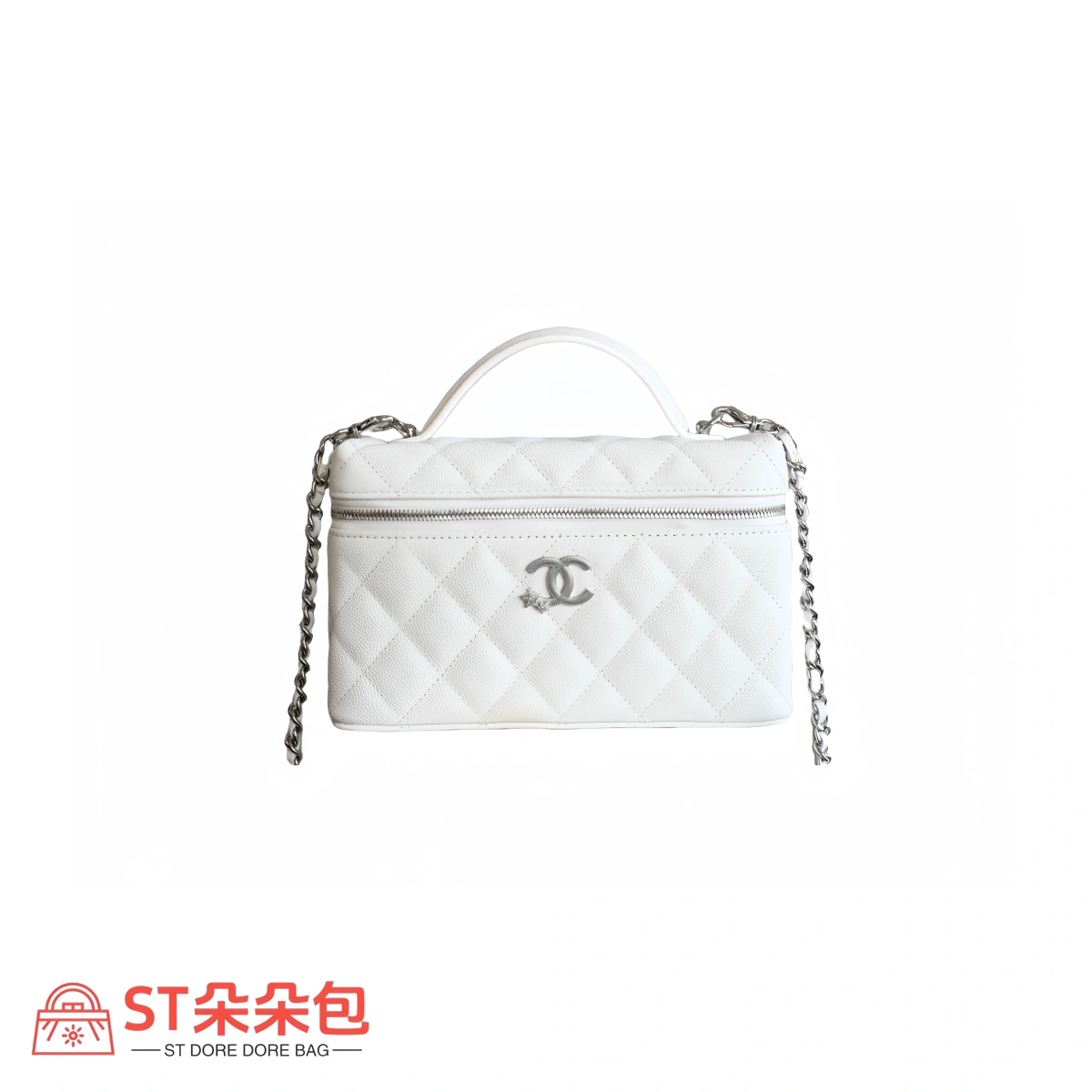 ftsf1pQPvfzbZWA_0_1 高仿香奈兒/Chanel Vanity Case 手提斜挎兩用盒子包 白色:圖片 1
