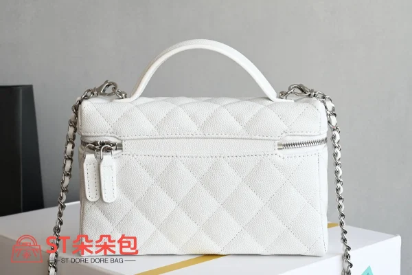 高仿香奈兒/Chanel Vanity Case 手提斜挎兩用盒子包 白色：圖片 3