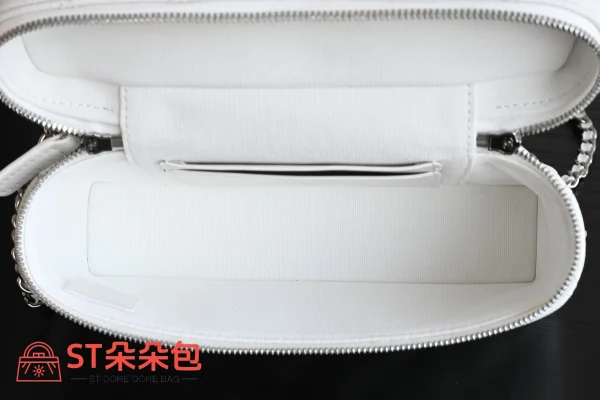 高仿香奈兒/Chanel Vanity Case 手提斜挎兩用盒子包 白色：圖片 10