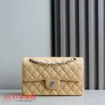 高仿香奈兒/Chanel 1113 CF Classic Flap 魚子醬小牛皮 杏色小號肩背包：圖片 2