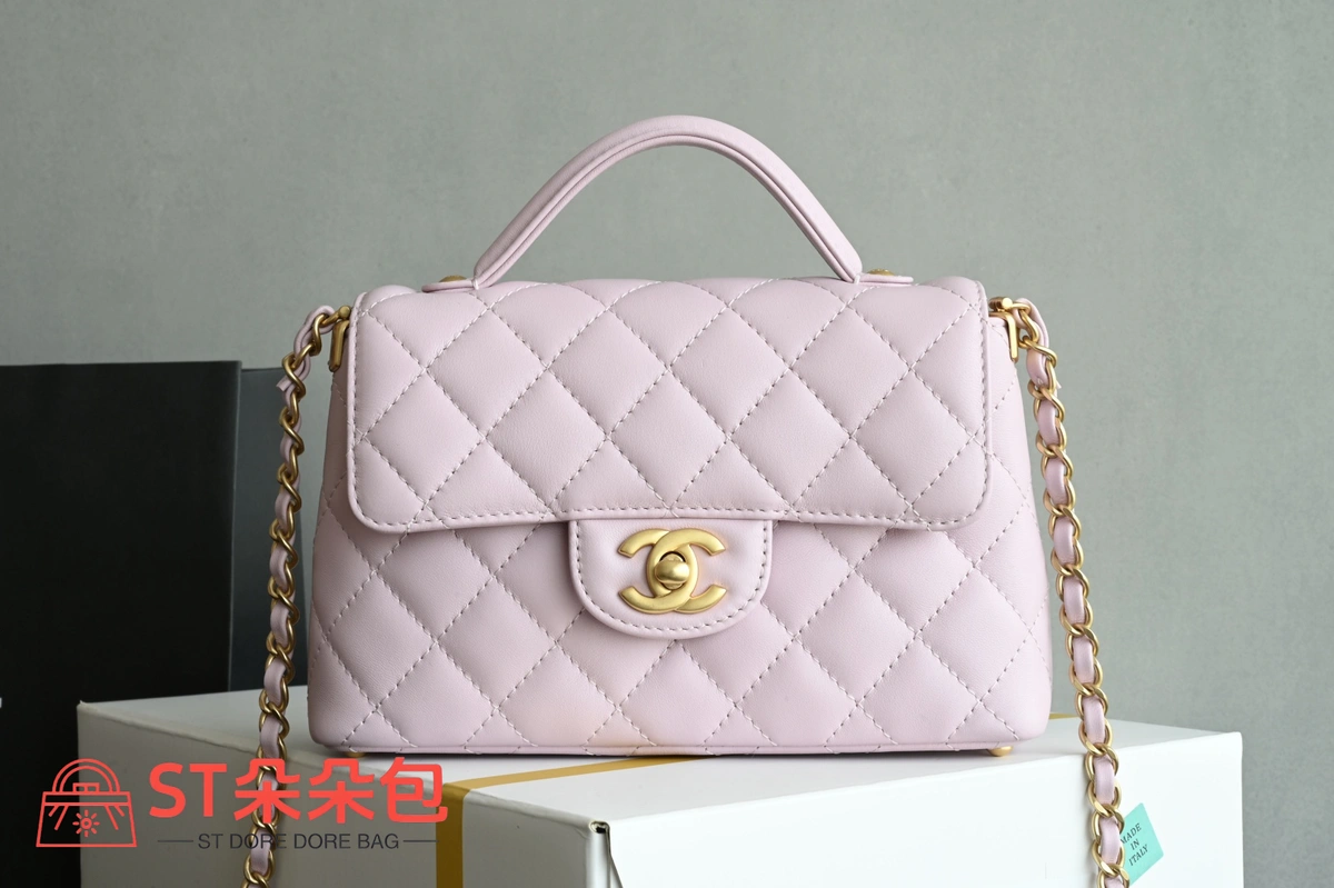 高仿香奈兒/Chanel Classic Flap系列迷你菱形格紋單肩手提包淡粉色 2 高仿香奈兒/Chanel Classic Flap系列迷你菱形格紋單肩手提包淡粉色