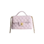 高仿香奈兒/Chanel Classic Flap系列迷你菱形格紋單肩手提包淡粉色