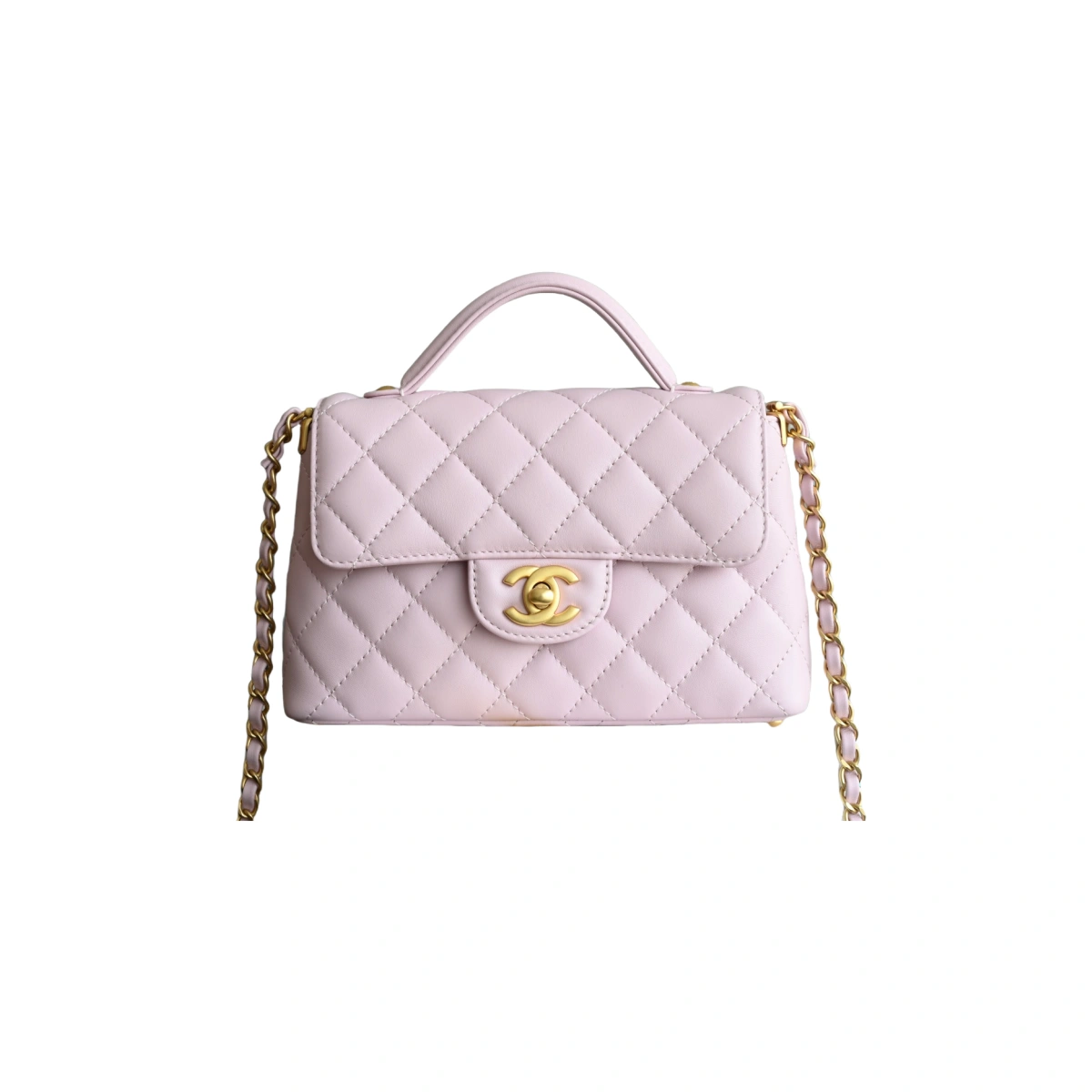 hYAUigeig72yfes_0_1 高仿香奈兒/Chanel Classic Flap系列迷你菱形格紋單肩手提包淡粉色:圖片 1