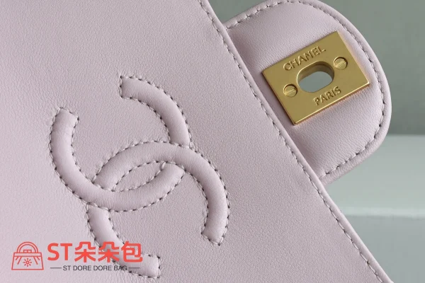 高仿香奈兒/Chanel Classic Flap系列迷你菱形格紋單肩手提包淡粉色：圖片 8