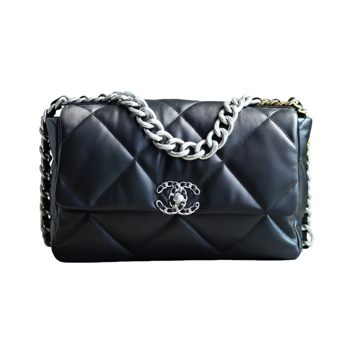 hlrDN7BAAaTfbf6_0_1 高仿香奈兒/Chanel 19 中號肩背包|黑色山羊皮:圖片 1
