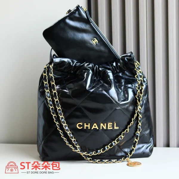 高仿香奈兒/Chanel 經典絎縫22 bag 黑色垃圾袋：圖片 2