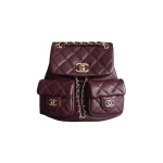 高仿香奈兒/Chanel Coco Backpack 經典菱格紋皮革酒紅色雙肩包