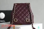 高仿香奈兒/Chanel Coco Backpack 經典菱格紋皮革酒紅色雙肩包：圖片 3
