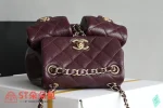 高仿香奈兒/Chanel Coco Backpack 經典菱格紋皮革酒紅色雙肩包：圖片 6
