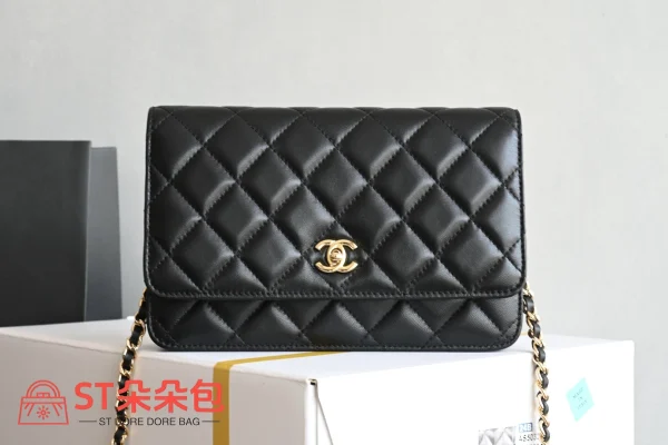 高仿香奈兒/Chanel Classic Flap Wallet on Chain 鏈條錢包 / 單肩包 黑色：圖片 2