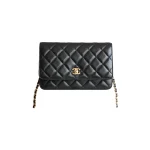 高仿香奈兒/Chanel Classic Flap Wallet on Chain 鏈條錢包 / 單肩包 黑色