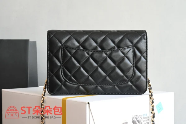 高仿香奈兒/Chanel Classic Flap Wallet on Chain 鏈條錢包 / 單肩包 黑色：圖片 3