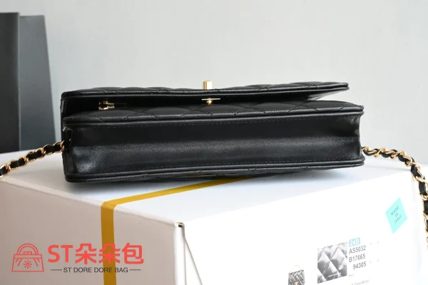 高仿香奈兒/Chanel Classic Flap Wallet on Chain 鏈條錢包 / 單肩包 黑色：圖片 4