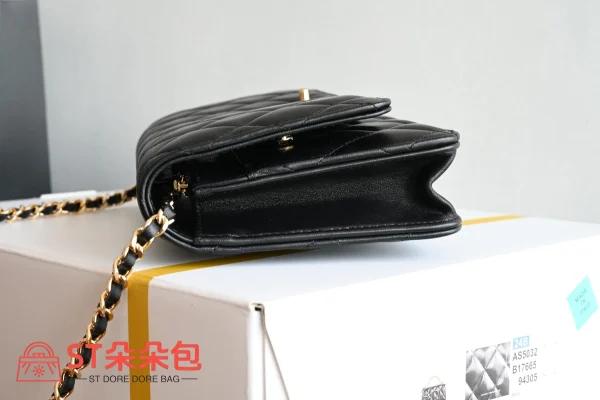 高仿香奈兒/Chanel Classic Flap Wallet on Chain 鏈條錢包 / 單肩包 黑色：圖片 5