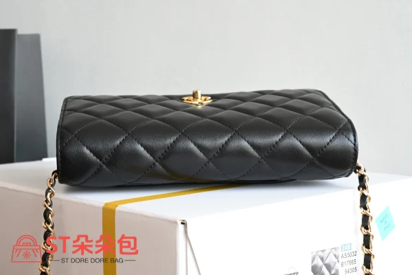 高仿香奈兒/Chanel Classic Flap Wallet on Chain 鏈條錢包 / 單肩包 黑色：圖片 6