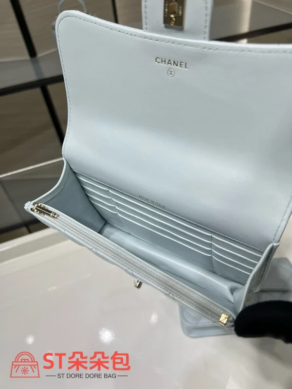 高仿香奈兒/Chanel 25S Classic Flap提柄款淺藍色小包：圖片 9