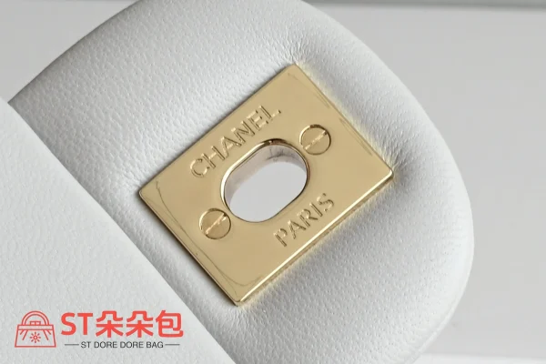 高仿香奈兒/Chanel Classic Flap 帶頂部手柄菱格紋翻蓋包 淺灰色：圖片 8