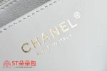 高仿香奈兒/Chanel Classic Flap 帶頂部手柄菱格紋翻蓋包 淺灰色：圖片 9