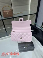 高仿香奈兒/Chanel 經典flap系列Mini Classic Flap帶手柄粉色小包：圖片 8