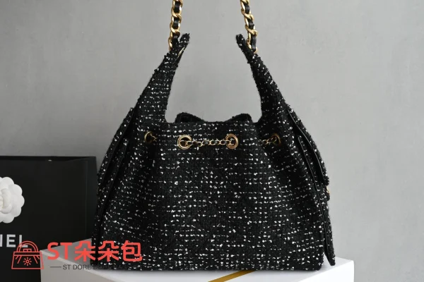高仿香奈兒/Chanel Deauville 黑色購物袋：圖片 3