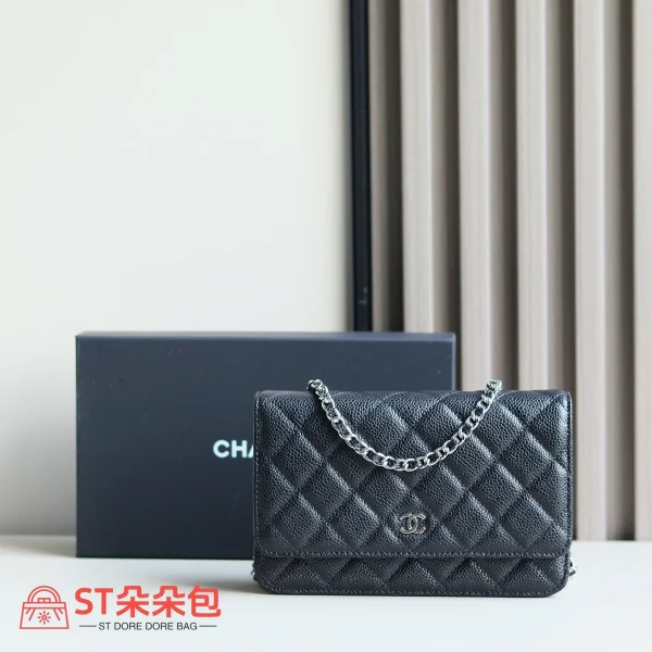 高仿香奈兒/Chanel Classic Flap系列 WOC鏈條錢包 黑色：圖片 2