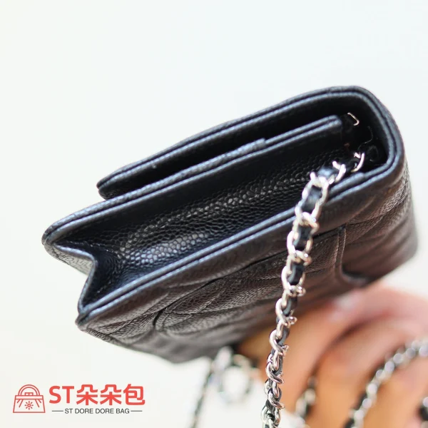 高仿香奈兒/Chanel Classic Flap系列 WOC鏈條錢包 黑色：圖片 4