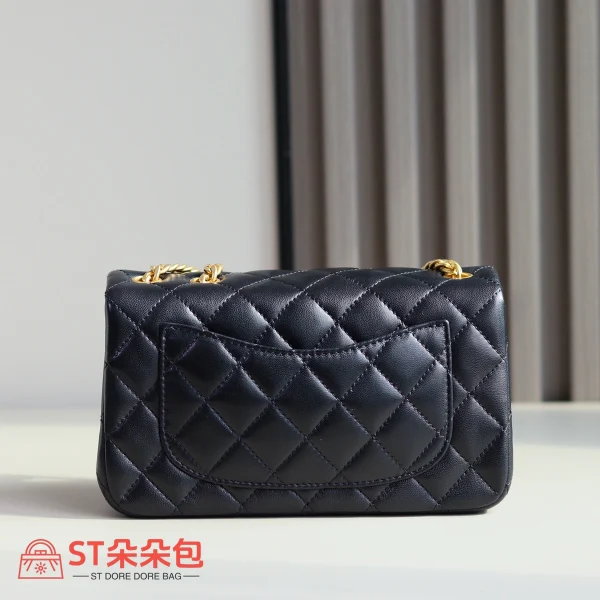 高仿香奈兒/Chanel CF山茶花系列mini號經典黑口蓋包：圖片 10