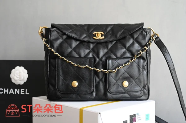 高仿香奈兒/Chanel 19系列 19 Flap Bag 黑色翻蓋式菱格紋肩包：圖片 2
