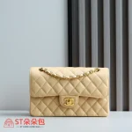 高仿香奈兒/Chanel 經典CF系列米色肩背包：圖片 2