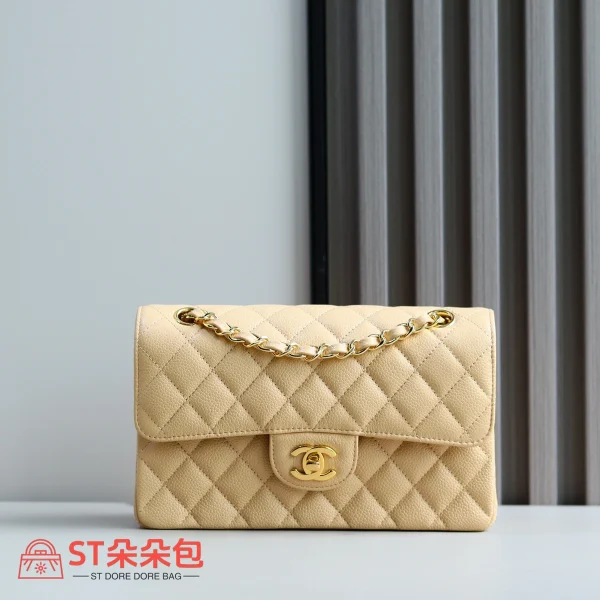 高仿香奈兒/Chanel 經典CF系列米色肩背包：圖片 2
