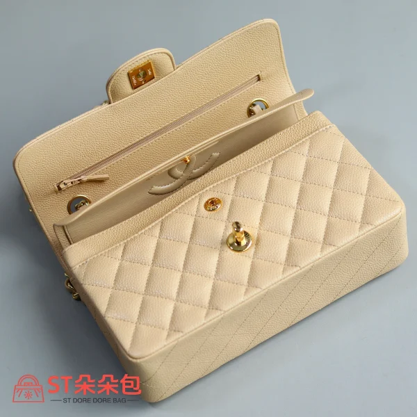 高仿香奈兒/Chanel 經典CF系列米色肩背包：圖片 7