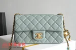 高仿香奈兒/Chanel Classic Flap Mini Wallet on Chain 方胖子 淺藍色：圖片 2