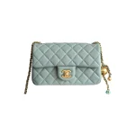 高仿香奈兒/Chanel Classic Flap Mini Wallet on Chain 方胖子 淺藍色