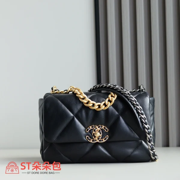 高仿香奈兒/Chanel 19 小號肩背包｜黑色山羊皮：圖片 2
