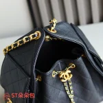 高仿香奈兒/CHANEL 25C Hobo 肩背包｜黑金魚子醬小牛皮：圖片 6