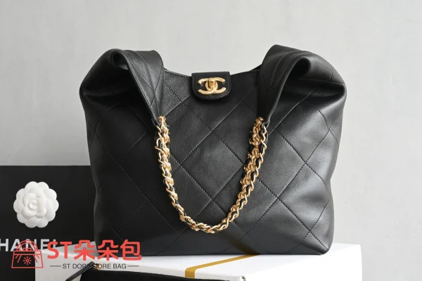 高仿香奈兒/Chanel 經典系列菱格紋單肩托特包黑色：圖片 2