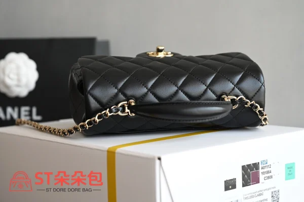 高仿香奈兒/Chanel Classic Flap Mini 黑色帶手柄菱形格紋翻蓋包：圖片 6