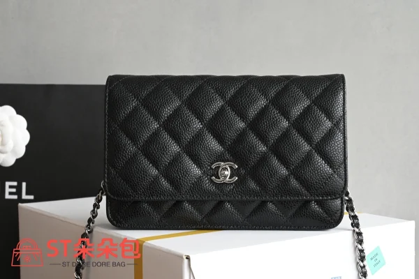 高仿香奈兒/Chanel WOC 黑色鏈條錢包斜挎包：圖片 2